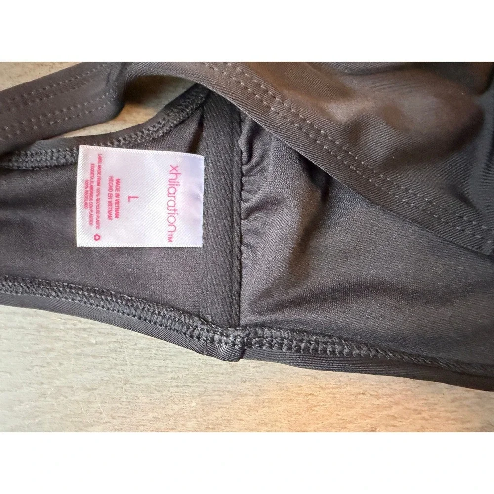 Xhilaration Black One Shoulder Double Strap Bikini Top Large Recycled Fabric